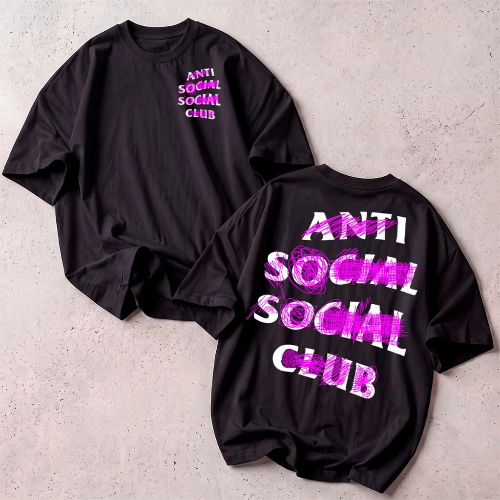 Camiseta Unissex Anti Social Social Club Rabisco Streetwear 100% Algodão Moda Fio 30.1 Premium
