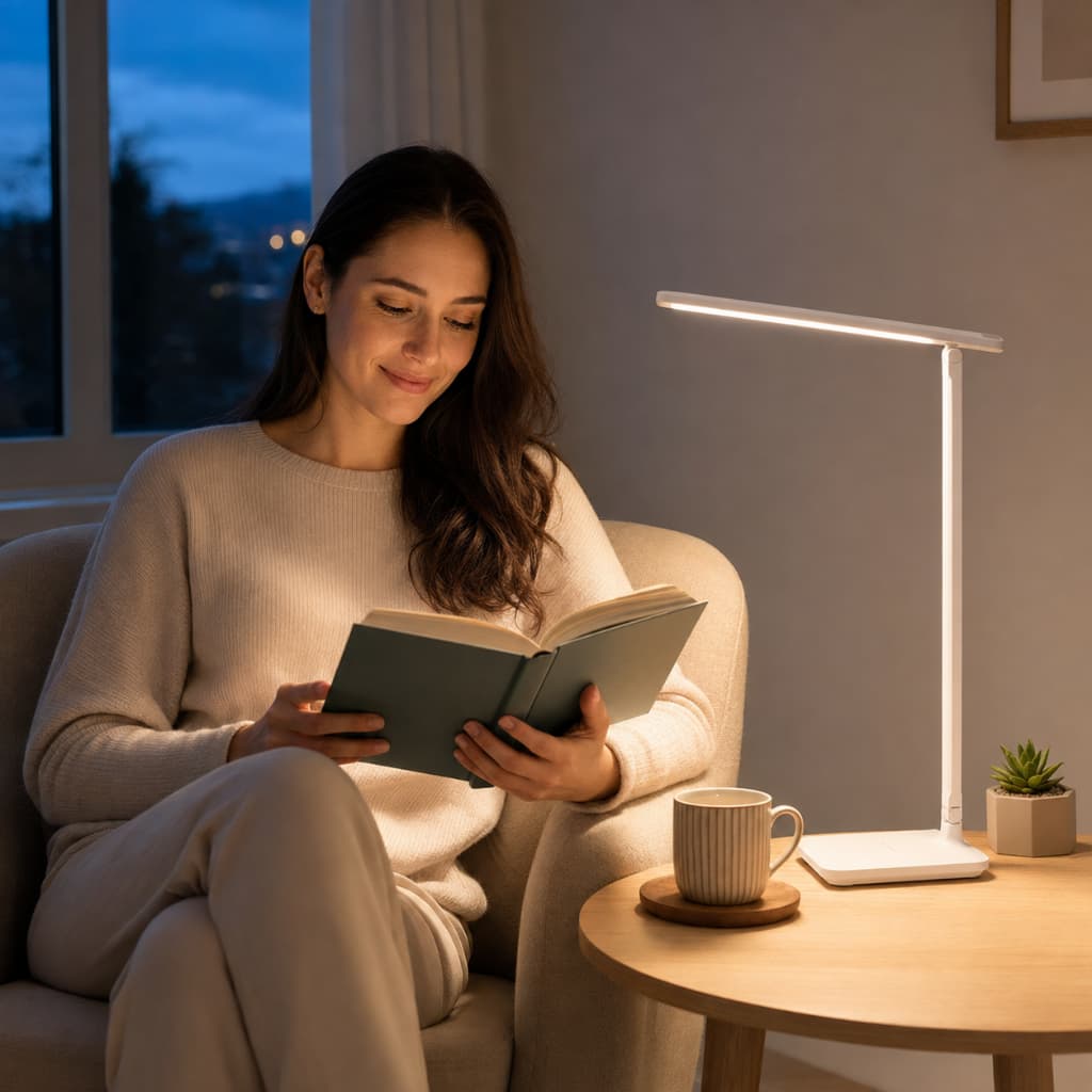 Luminária de Mesa LED Recarregável, ajuste de intensidade,Lampada de Mesa Dobrável, Luz de leitura Ideal para Escritório