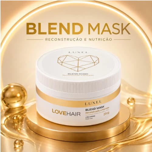 Máscara para Cabelo Danificado Reconstrução e Nutrição Capilar Luxel Love Hair Gold 200g