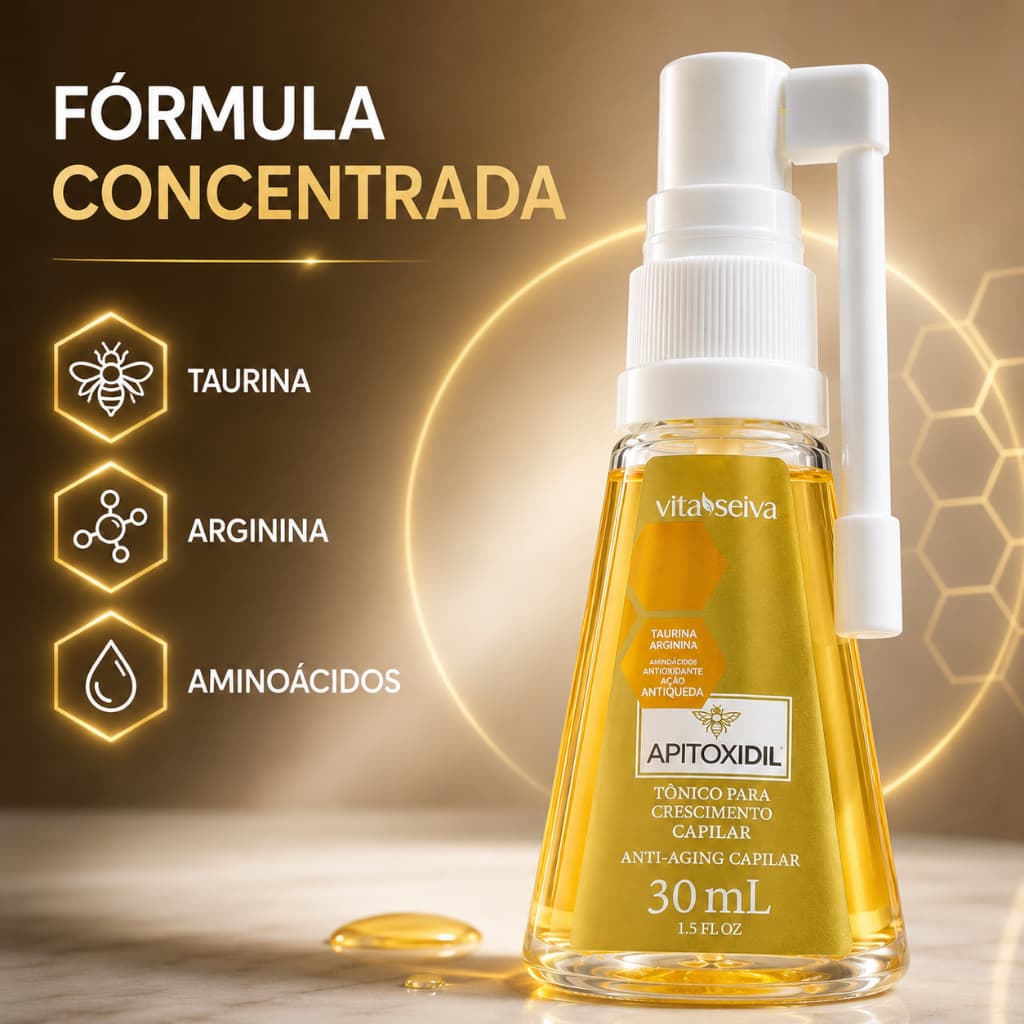 Tônico Capilar Antiqueda Vita Seiva Apitoxidil 30ml Crescimento Fortalecimento dos Fios