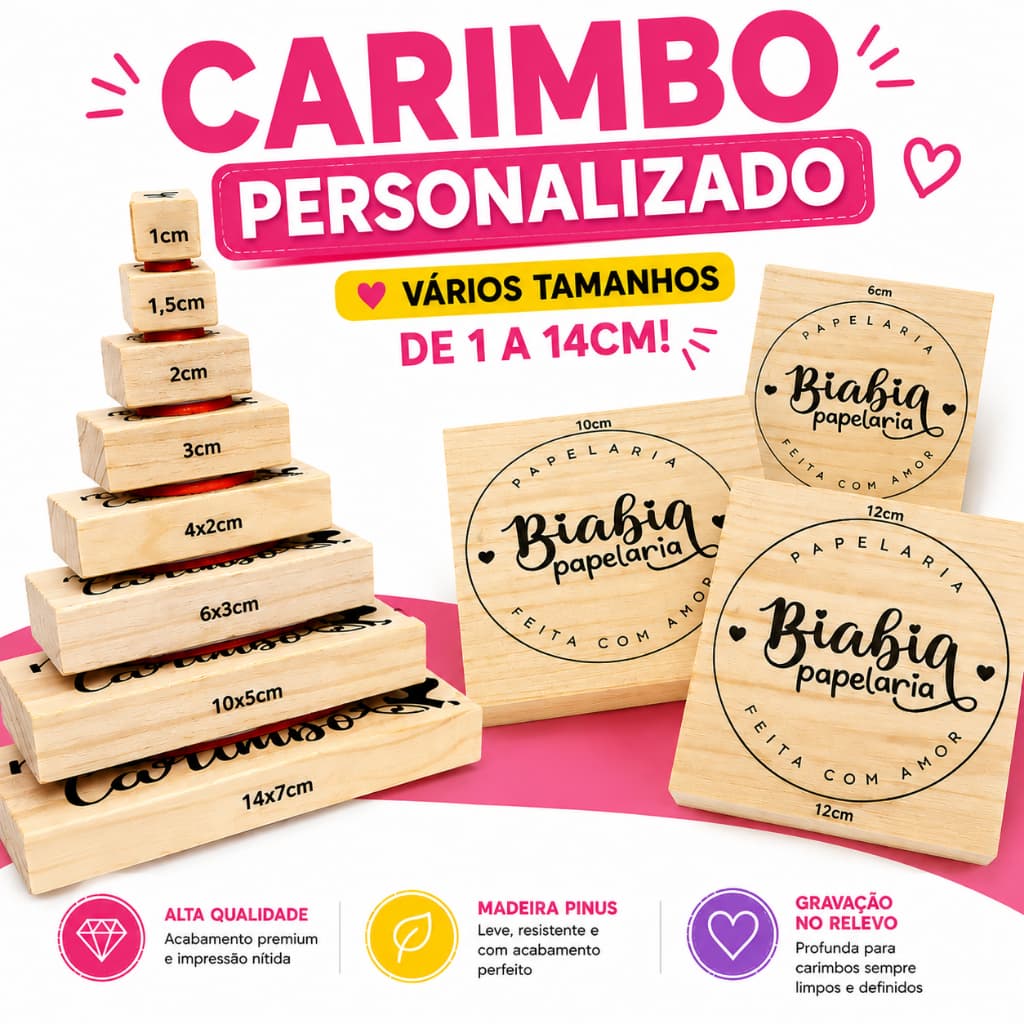 Carimbo Personalizado Madeira com Logo ou Arte | Embalagens, Sacolas e Caixas