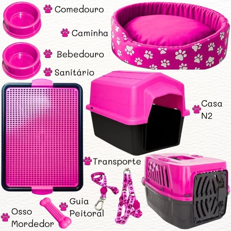 Kit Para Cachorro Completo Casa Transporte Caminha Para Pet Pequeno