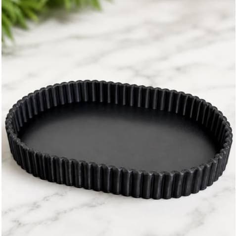 Bandeja Decorativa Oval 20x12cm Organizador Banheiro Quarto Sala Preta