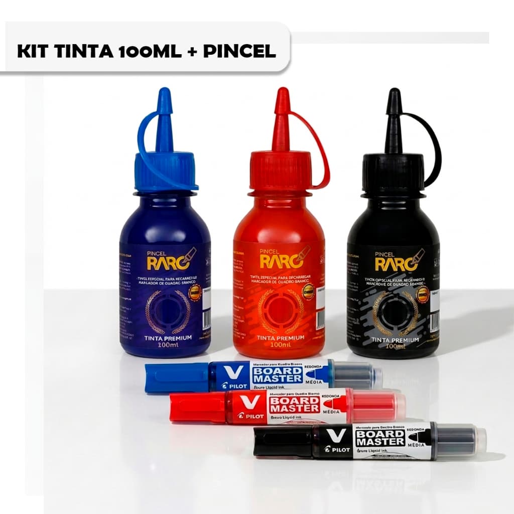 Kit Tinta 100ml Para Quadro Branco + 1 Pincel Board Master