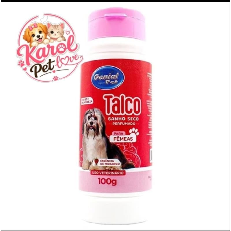 Talco para cachorro, banho a seco para cães, talco perfumado pet, higiene para cachorro, 100g.