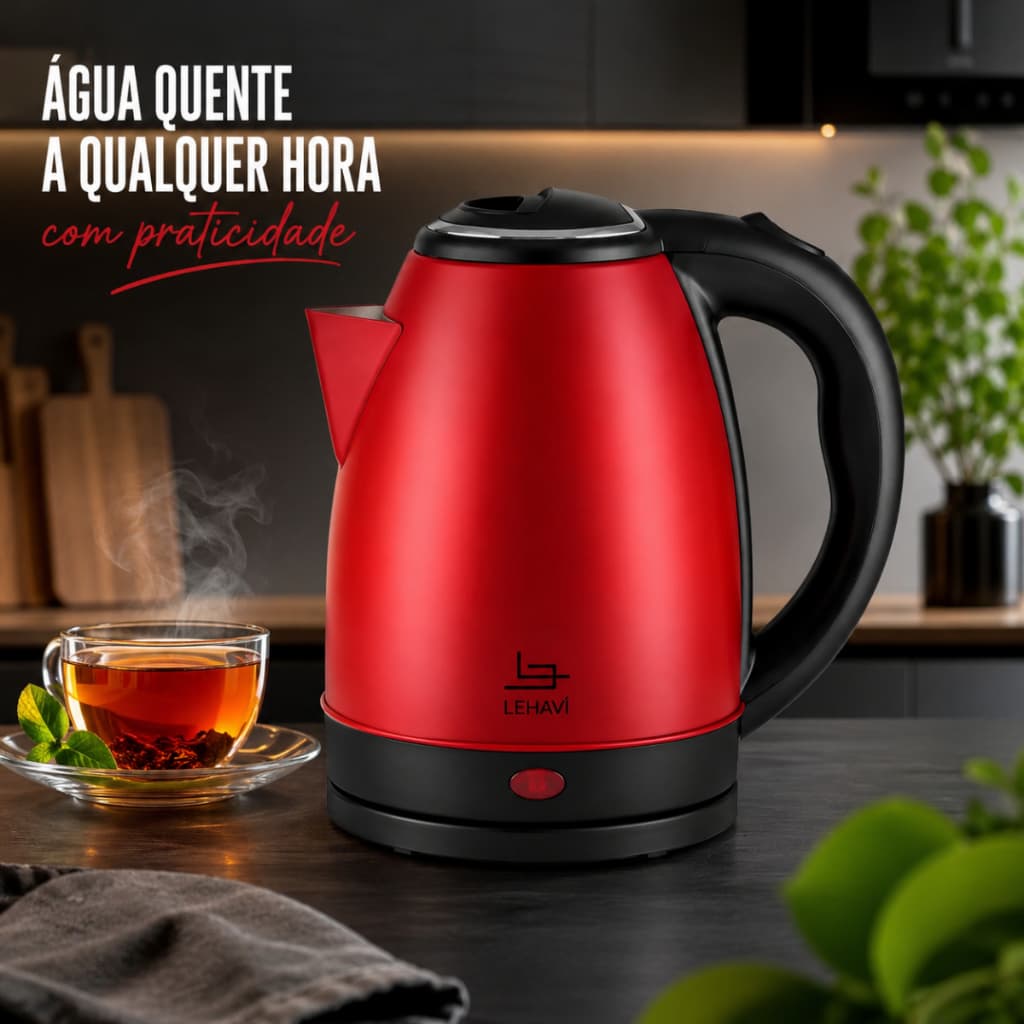 Chaleira Elétrica Inox 1,8L 110V Base 360° Desligamento Automático