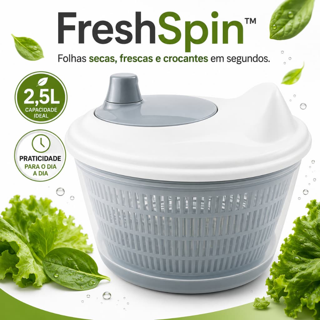 Seca Folhas Salada Centrífuga 2,5L FreshSpin Escorredor Lavador de Verduras