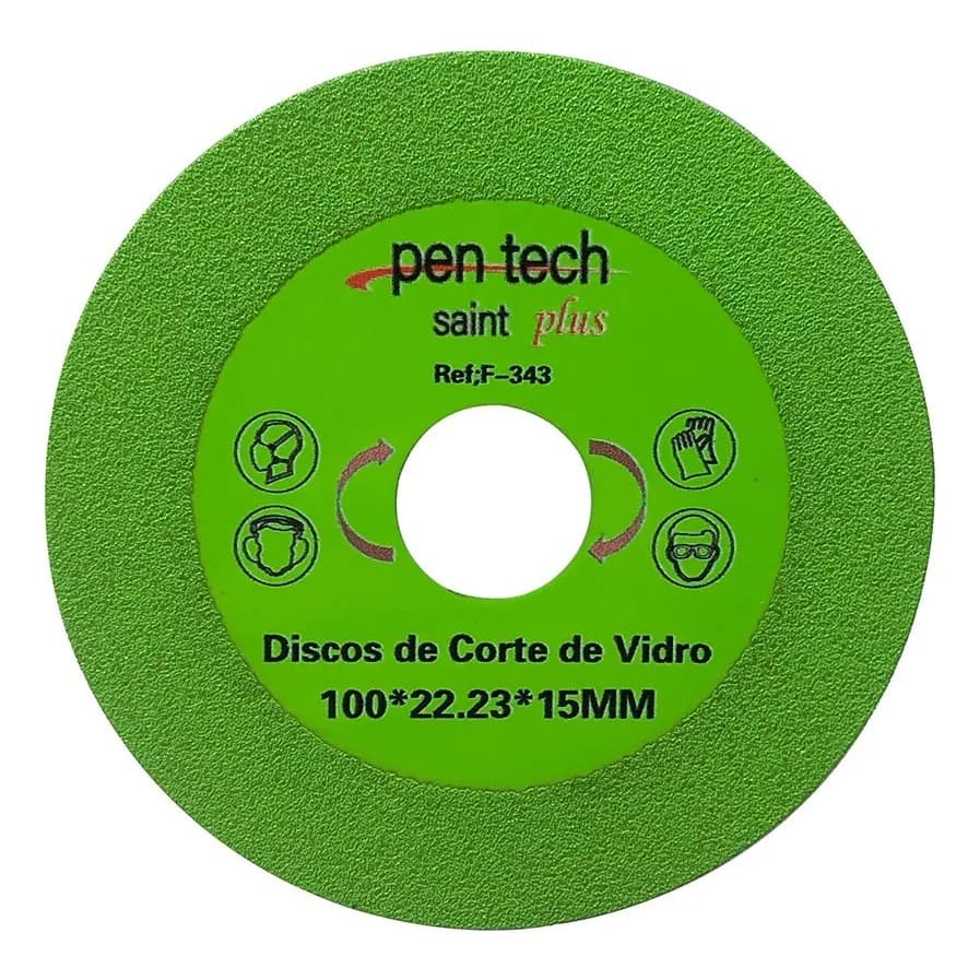 Disco de corte de vidro 100* 22,23*15mm Pen Tech - Diamantado Ultra Fino-Borda de corte liso