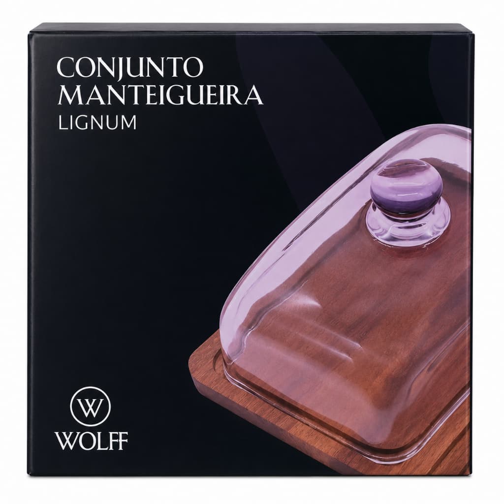 Conjunto Manteigueira com Base de Madeira Lignum Wolff