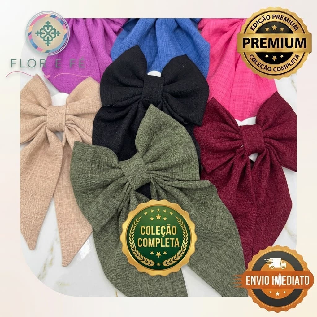 Kit 12 Laços de Linho Virginia Inspiração Sortidos Grande