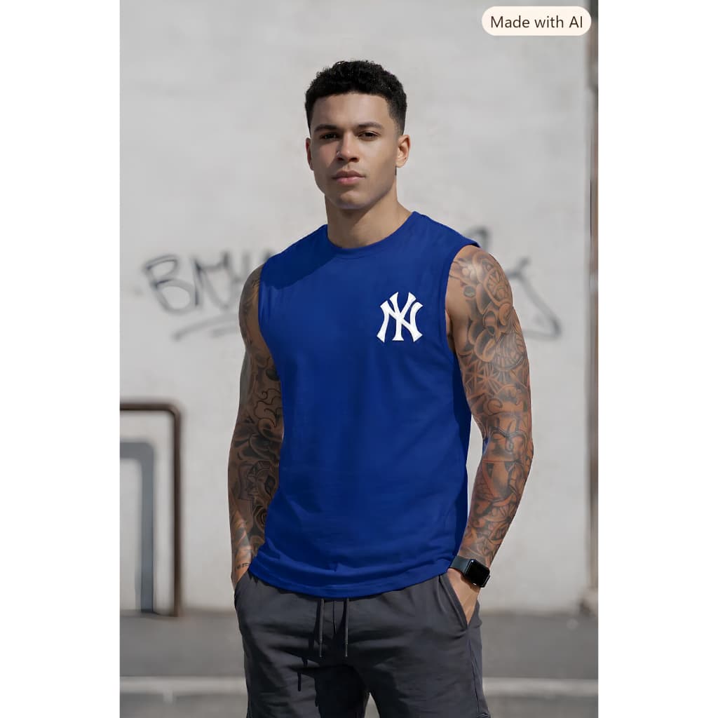 Regata Oversized Unissex com Modelagem Ampla e Confortável> Academia Treino Corrida com Estampa NY >passeios ao ar livre