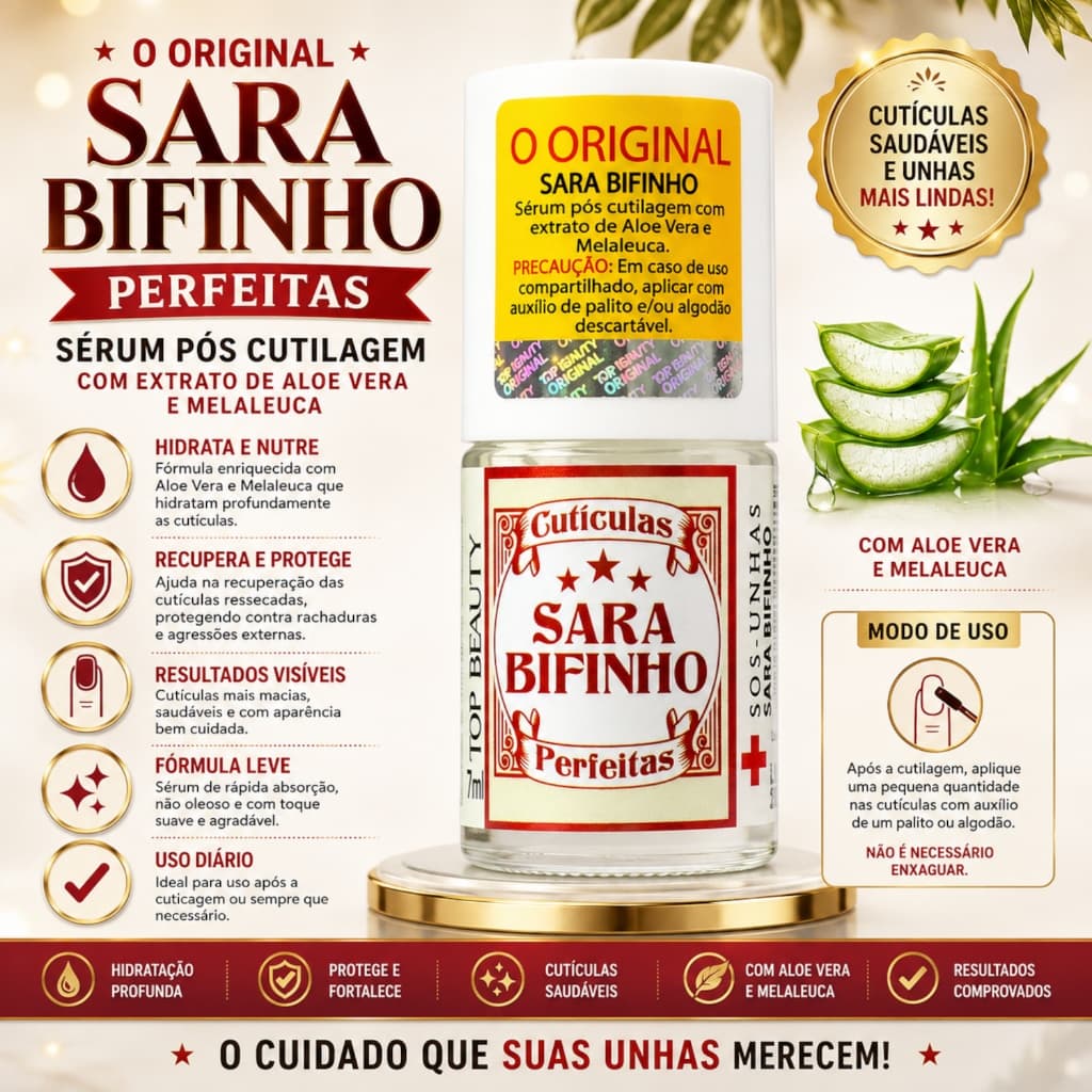 Sara Bifinho Top Beauty Óleo Para Cutículas 7ml S.O.S Unhas - Cutículas Ultra Hidratadas