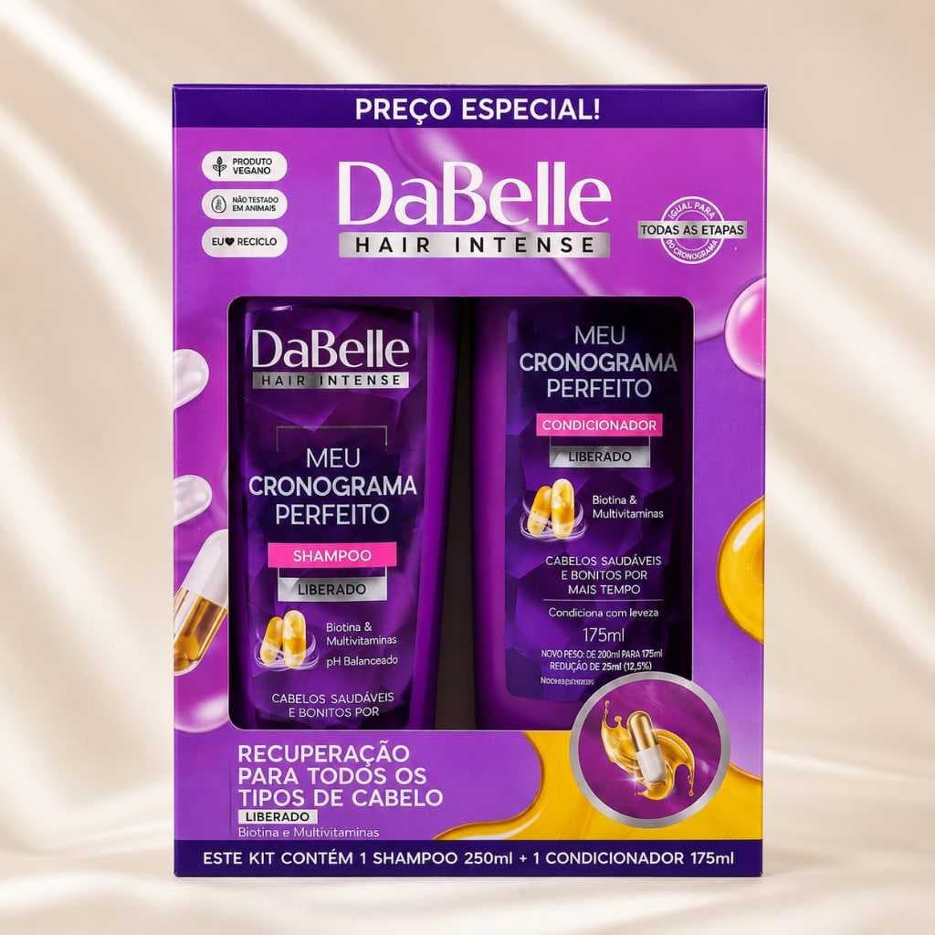 Kit DaBelle Hair Intense Meu Cronograma Perfeito Shampoo + Condicionador + Óleo em Creme 190ml Cronograma Capilar cabelo