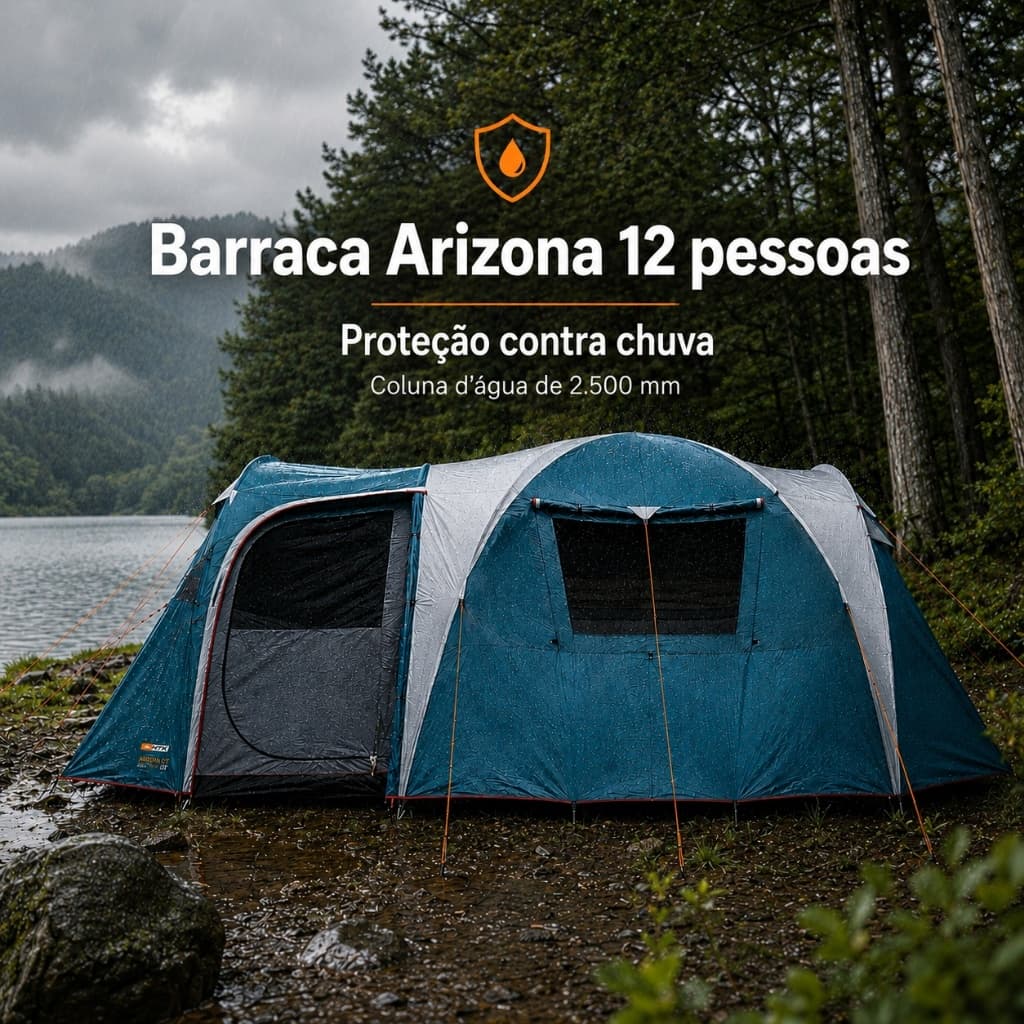 Barraca Arizona GT Camping Impermeável até 12 Pessoas 2500mm com 2 Portas Grandes Familiar