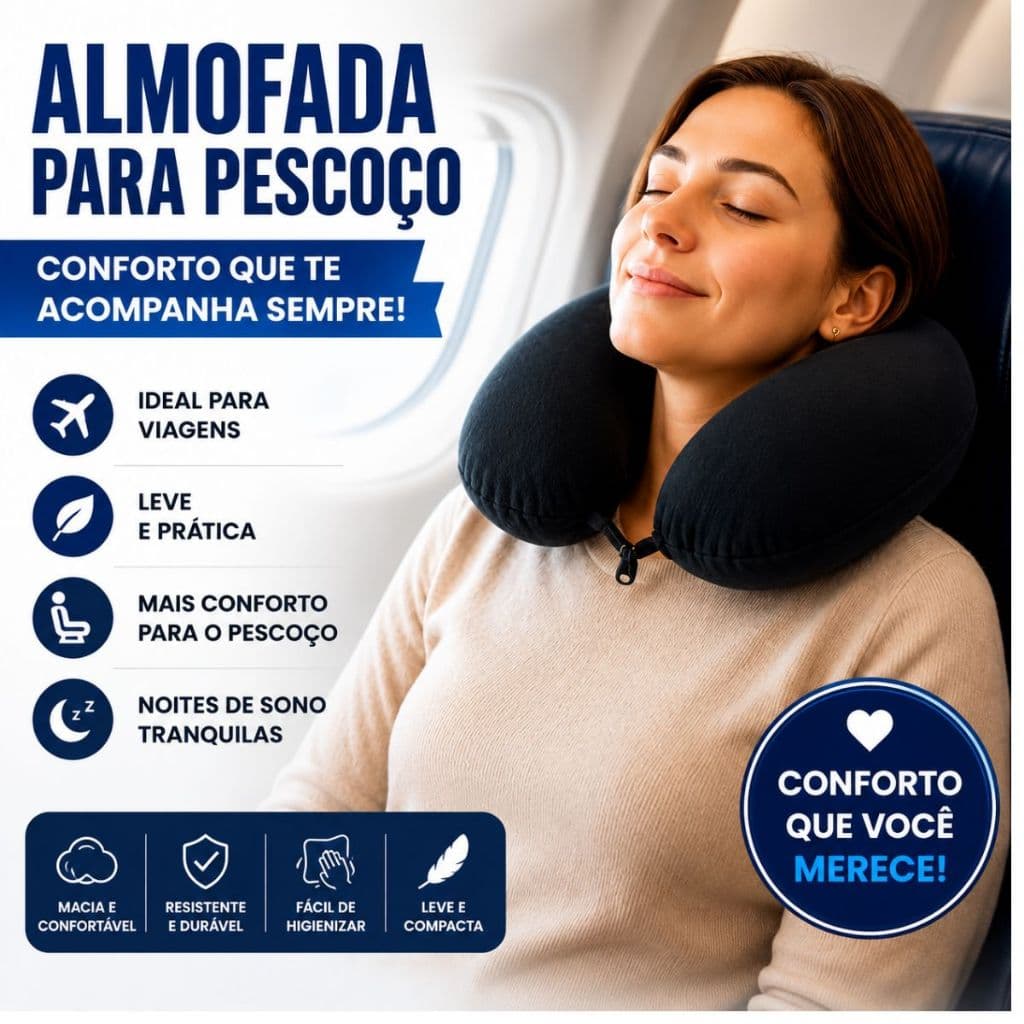 Almofada Travesseiro Encosto Protetor P/ Pescoço Leitura, Viagem ou Descanço com ziper