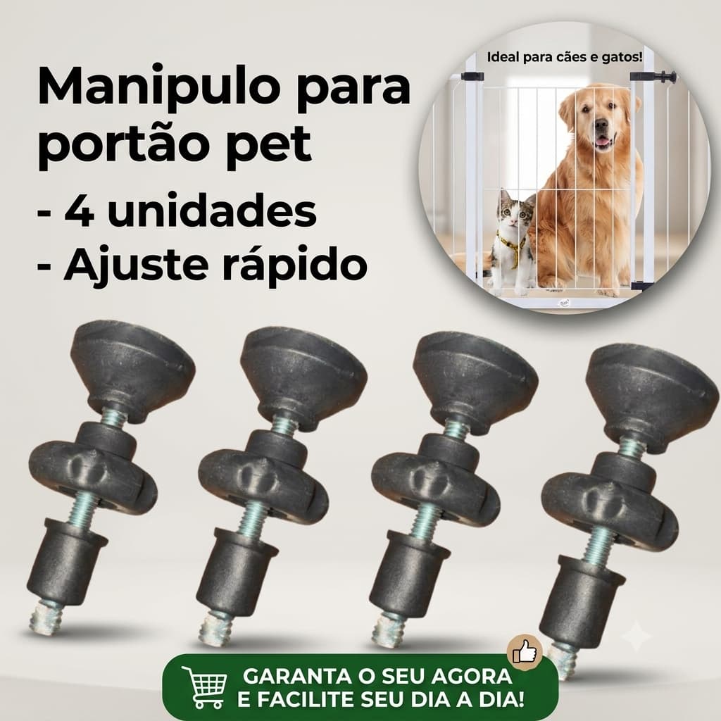 Kit 4 Peças Manípulo P/ Grade Proteção Portão Pet Ajustável