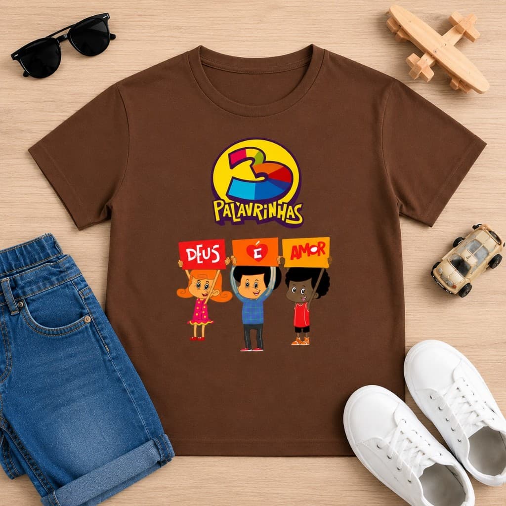 Camiseta camisa blusinha Roupa Infantil 3 Palavrinhas Cristã Menino Menina 100% Algodão