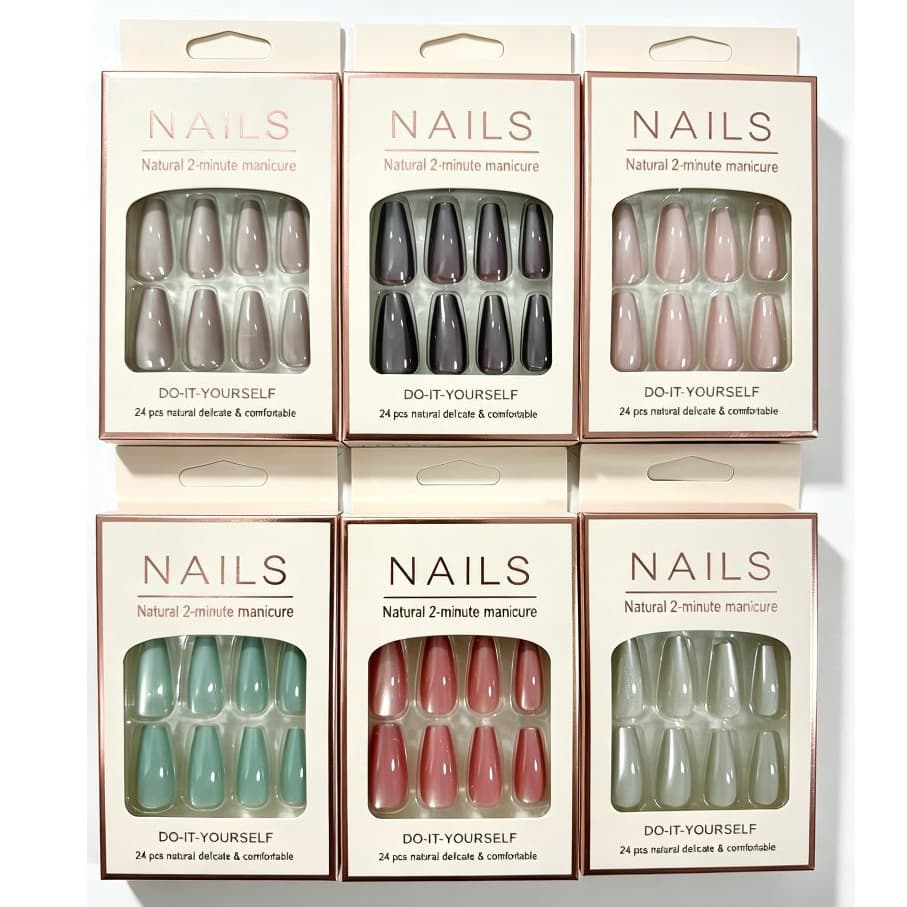 Kit 24/48/72 Unhas Postiças Bailarina Nude Translúcida com Cola Inclusa Tips Falsas Manicure Completa Reutilizável