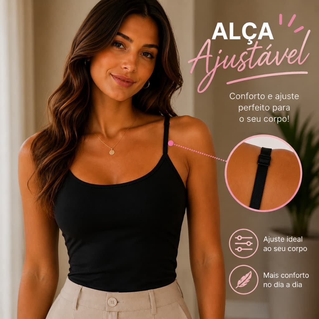 Blusinha Feminina Regata Alcinha com Ajuste Suplex Premium Básica Casual Moda Blogueira Confortável