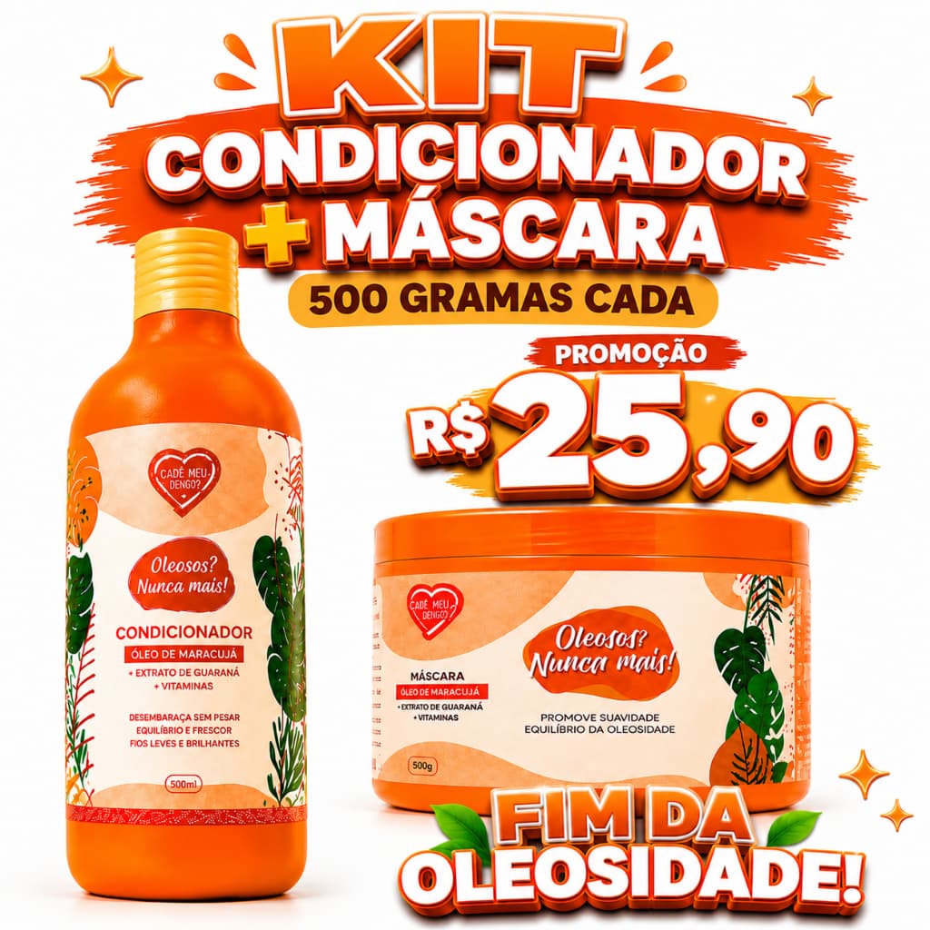 Kit Condicionador + Máscara Para Cabelo Oleoso Controle da Oleosidade Tratamento Capilar 500ml + 500g Fim da Oleosidade