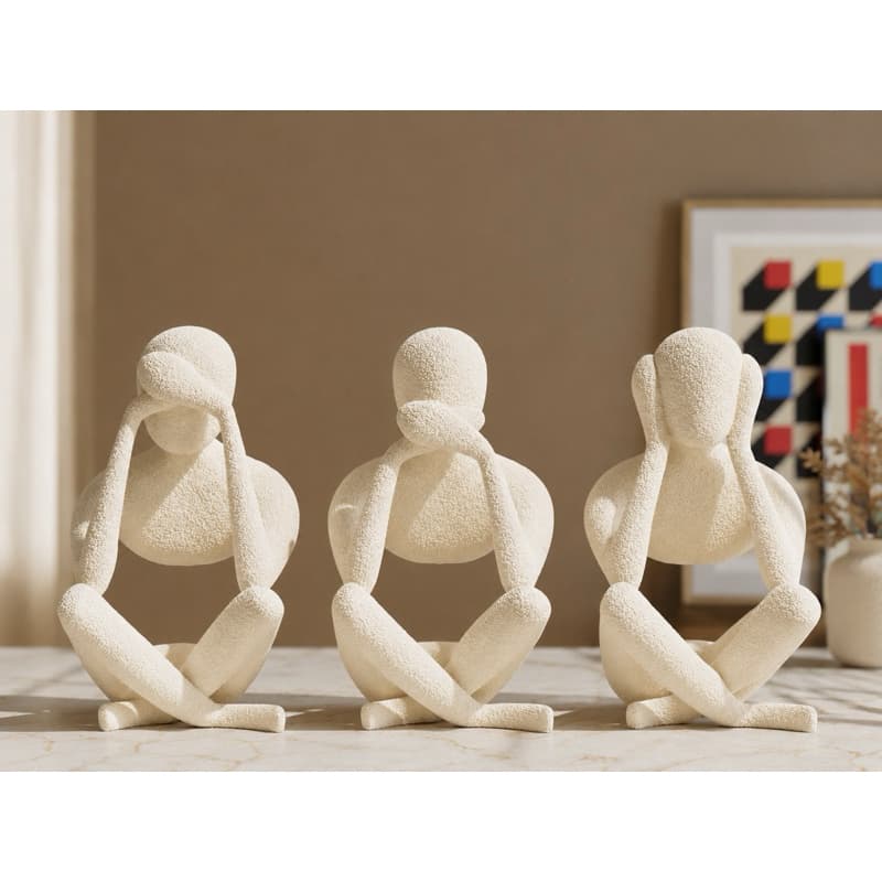 Trio de Esculturas Decorativas Modernas “Não Vejo, Não Ouço, Não Falo” – Decoração Minimalista