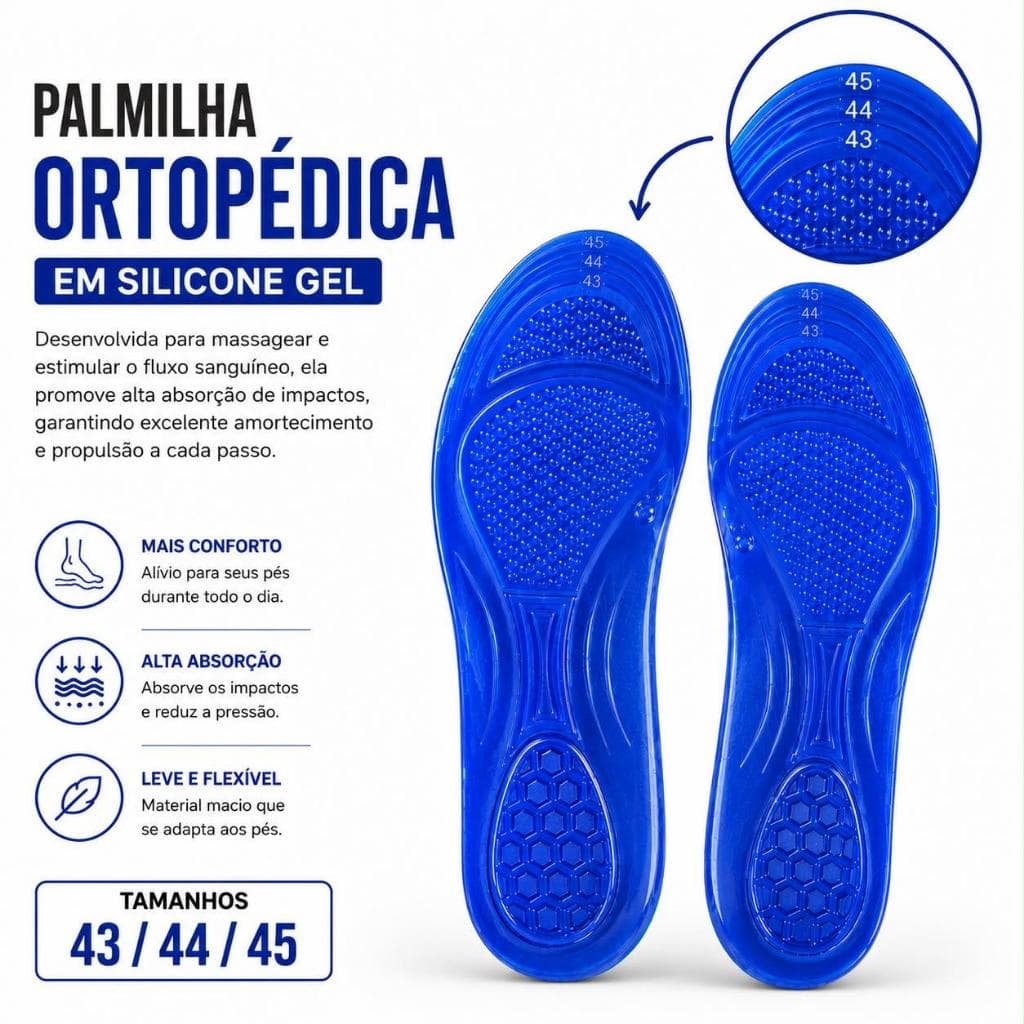 Palmilha em Gel para Tênis e Sapatos, Amortecimento Confortável, Absorção de Impacto, Macia e Anatômica