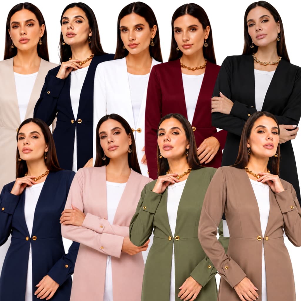 Jaleco Blazer Feminino Gabardine Chic  Manga Longa Laura