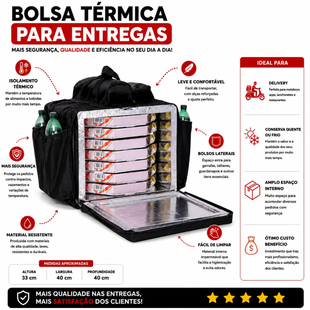 Bolsa Bag Com Isopor Laminado Delivery - 45 Litros