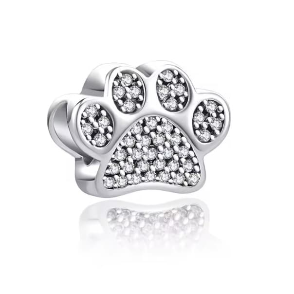 Berloque 100% prata 925 no formato de pata/patinha pet cravejada de zircônias cod 55