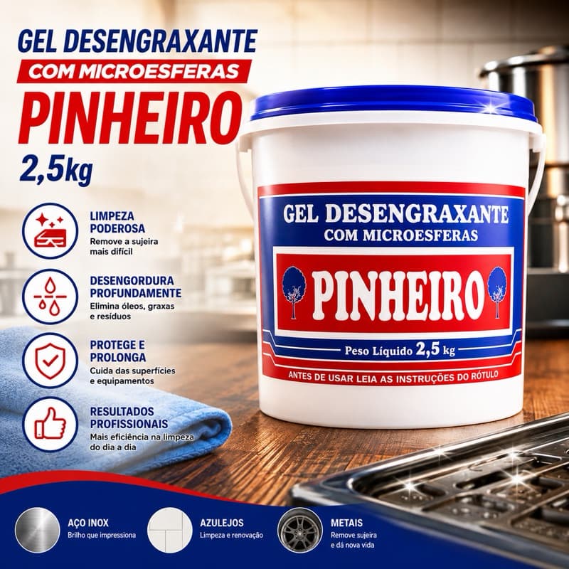 Pasta Gel Desengraxante 2,5kg com Microesferas – Limpeza Profunda para Uso Doméstico, Industrial e Automotivo