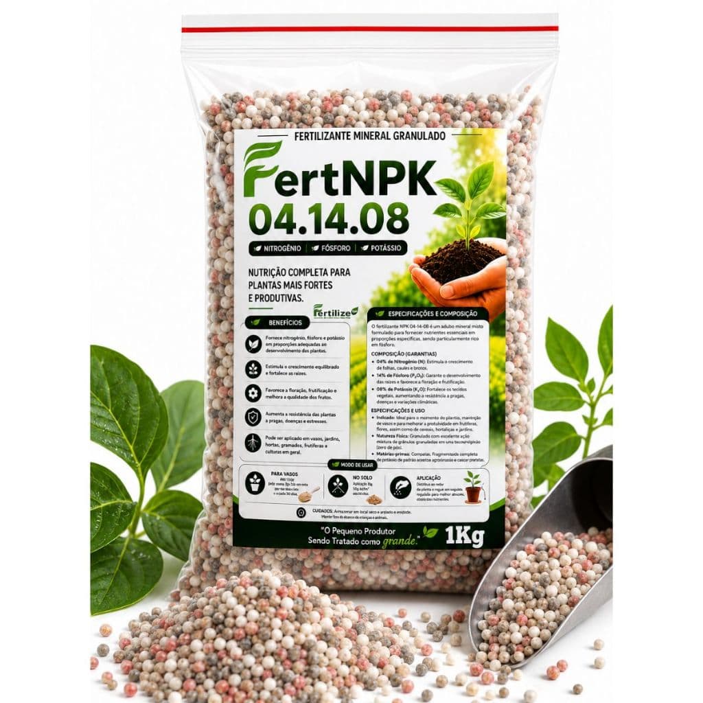 Adubo Fertilizante NPK 04.14.08 Plantas Fortes Produtivas Nutrição Completa