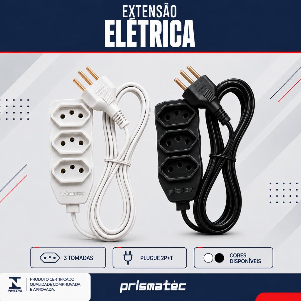 Extensão Elétrica multiuso - Cabo PP Plano 2P+T