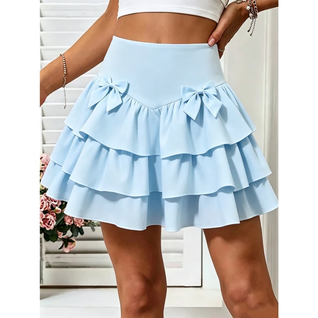 Saia Estampada Modelo A-Line Com Design Envelope Fashion able Ferias Casual Fofo elegante Nó Nó borboleta  Em camadas