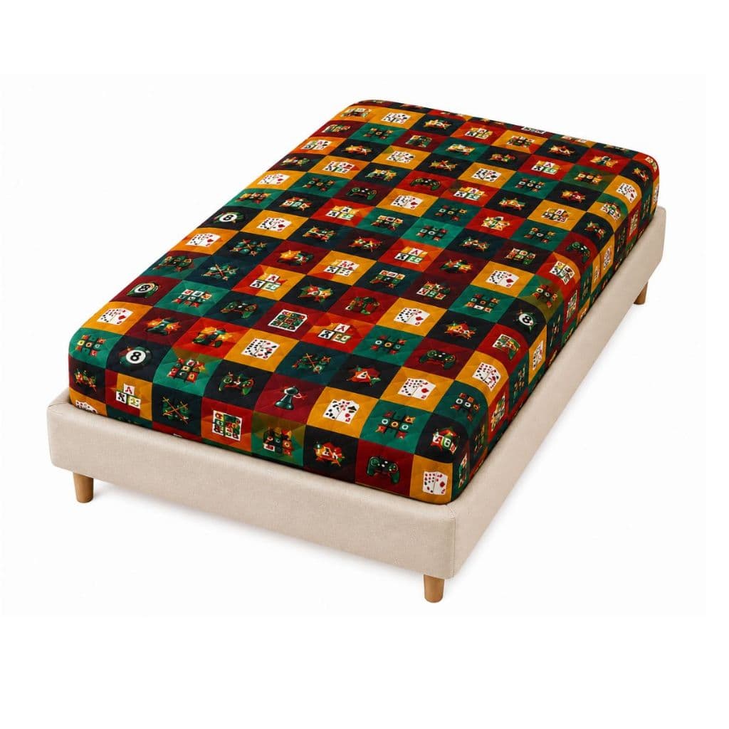 Lençol Solteiro Elastico Quarto Criança Infantil Estampado Jogo Roupa Cama Gamer Jogos Vermelho Luxo