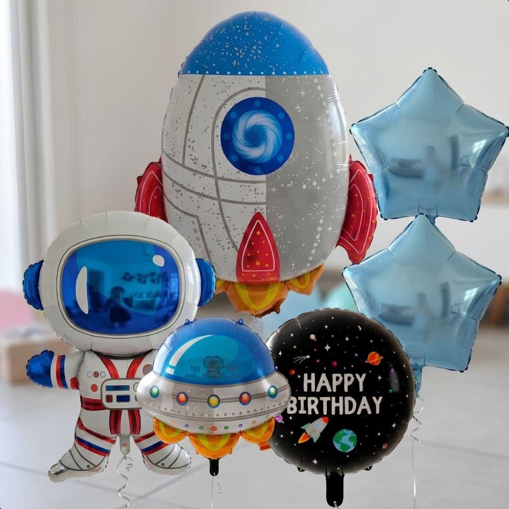 Kit 06 Balão Astronauta GRANDE Nave Festa Metalizado Estrela Espaço Galáxia com e sem Bomba
