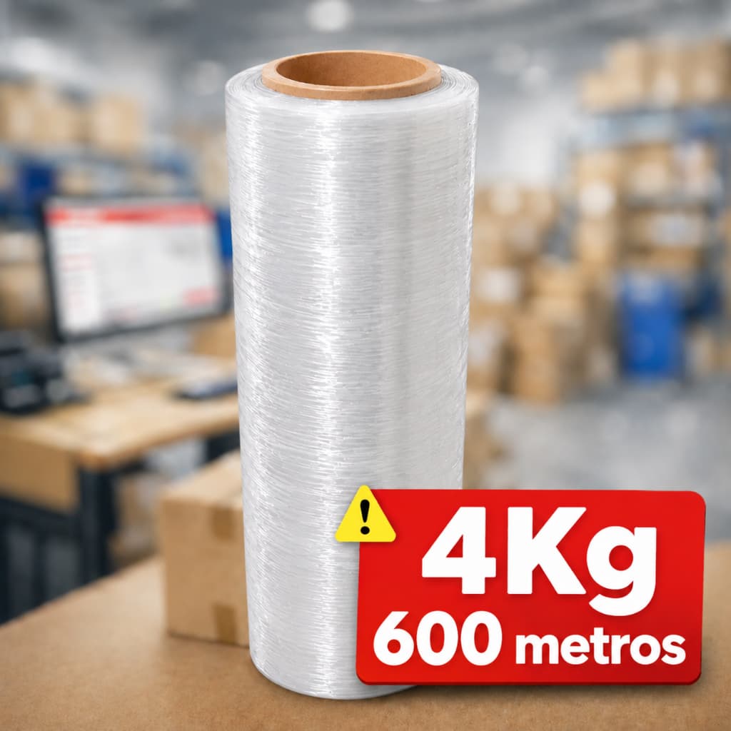 Bobina Filme Stretch Manual 50cm x 30µ 600 Metros 4Kg Paletização Embalagem E-commerce  Atacado NF