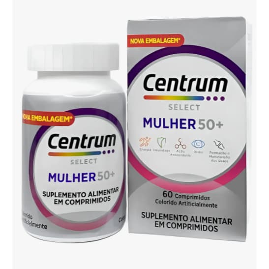 Centrum Select Mulher 50+ 60 Comprimidos - Fortalece Ossos, Energia Diária, Ação Antioxidante