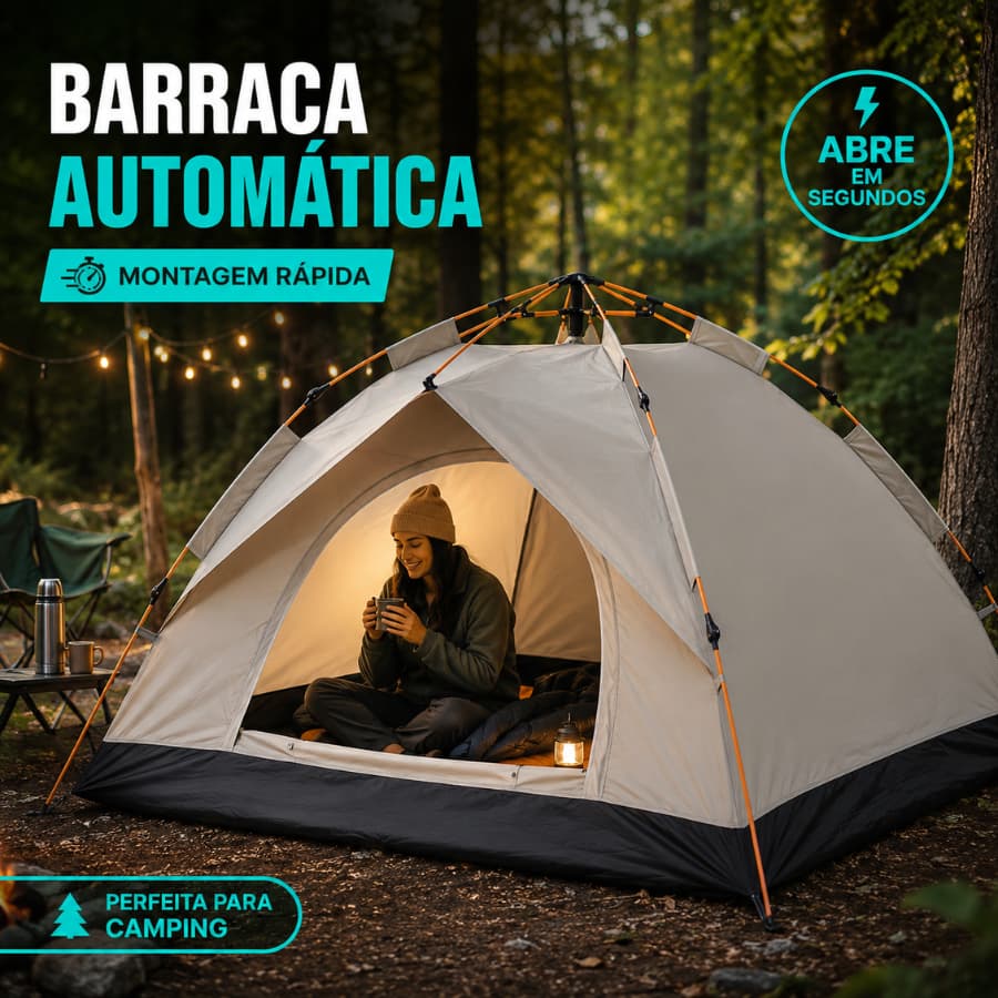 Barraca Camping Automática 3 a 4 Pessoas Prova D’água Oxford 2x2 ou 2x1,5