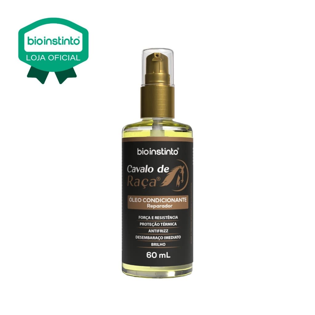 1 ÓLEO Cavalo de Raça 60ml Bio Instinto Reparador de Pontas Força e Resistência Proteção Térmica