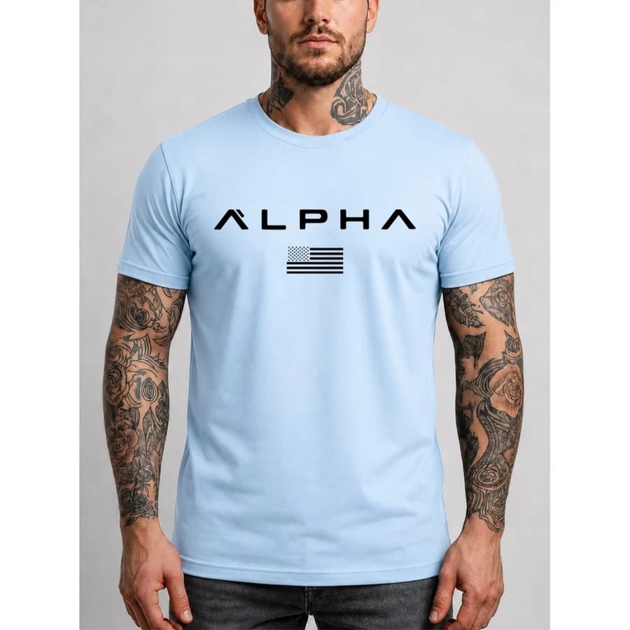 Camiseta Masculina Alpha E.U.A Estampada Camisa 100% Algodão Moda