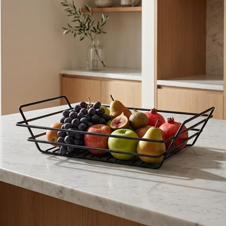 Fruteira de Mesa Aramada para Frutas Pães Legumes Cesto Organizador de Bancada Resistente
