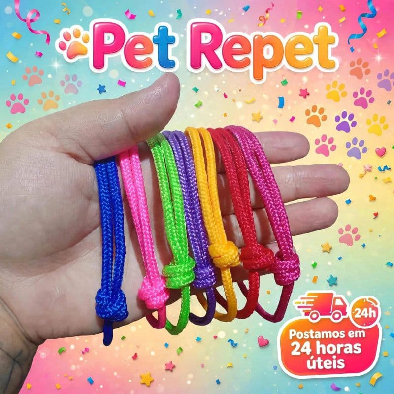 Coleira Colar Ajustável 01/02/03/06 unidades para CÃES e GATOS artesanal