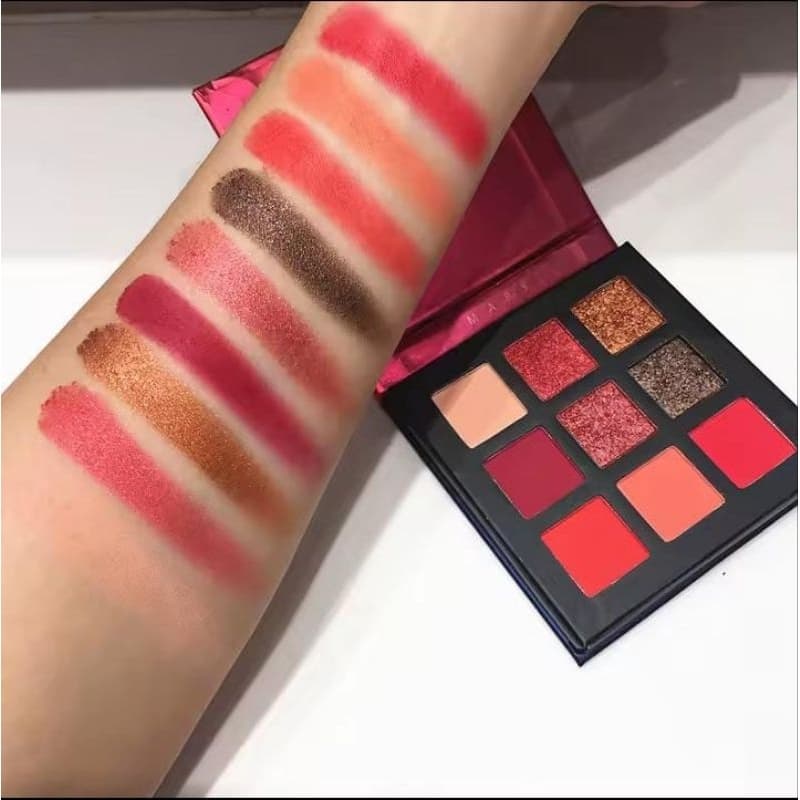 Paleta de Sombras 9 tons - Alta Pigmentação Cintilante vermelho