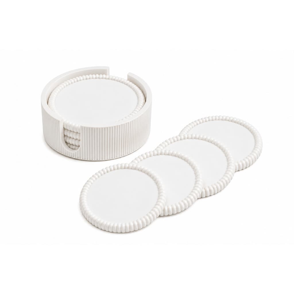 Kit 4/6/8  Porta Copos Canelado  Decorativo Com Suporte | Descanso de Copo Canelado com Case Mesa de Jantar