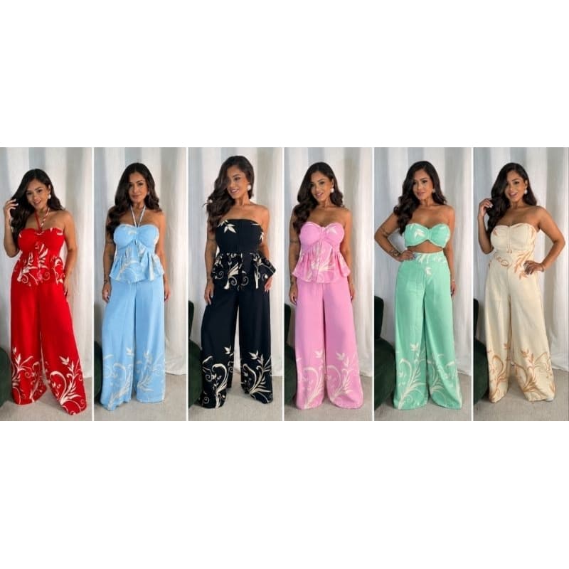 conjunto feminino calça pantalona forrada elegante confortável