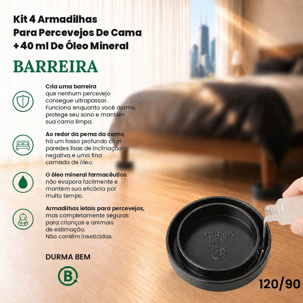 Armadilha Interceptora Para Percevejos De Cama. KIT 4 armadilhas + 40 ml óleo mineral. Tamanho 120mm/90mm
