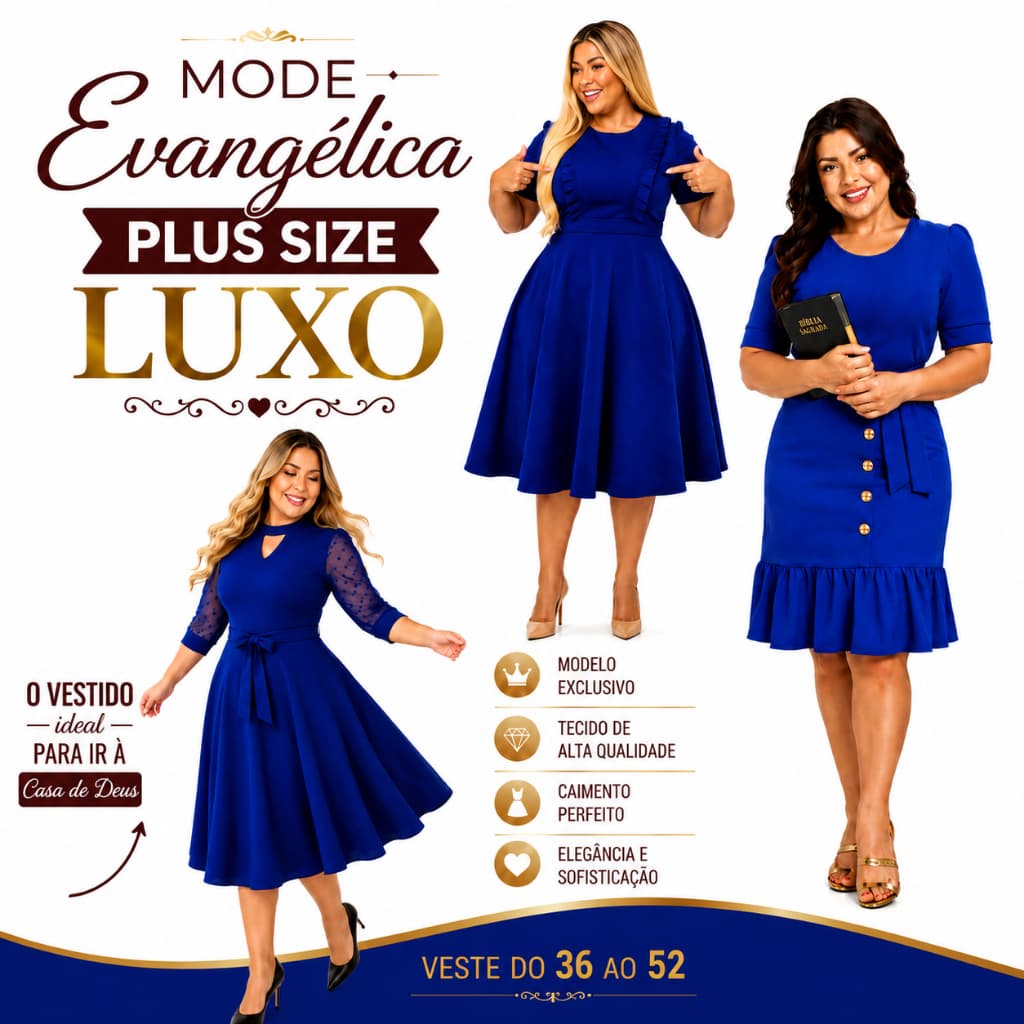 Vestido Moda Evangélica Fardamento Social Luxo Midi Godê Evasê Zíper Bolsos Poá Boneca Manga Princesa ( ART, pregas)