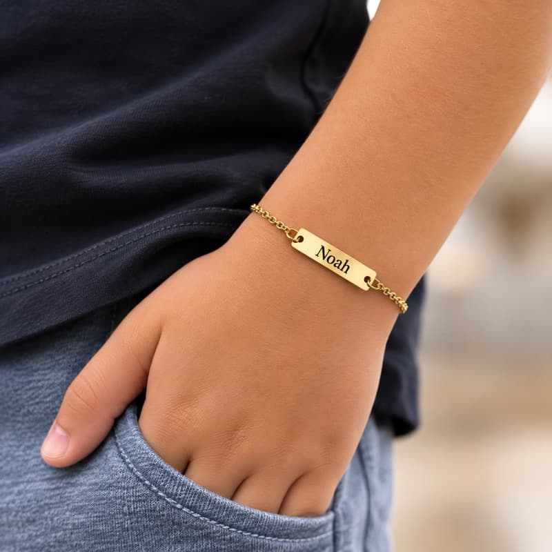 Pulseira Infantil Personalizada Banhada a Ouro 18K com Nome Infantil