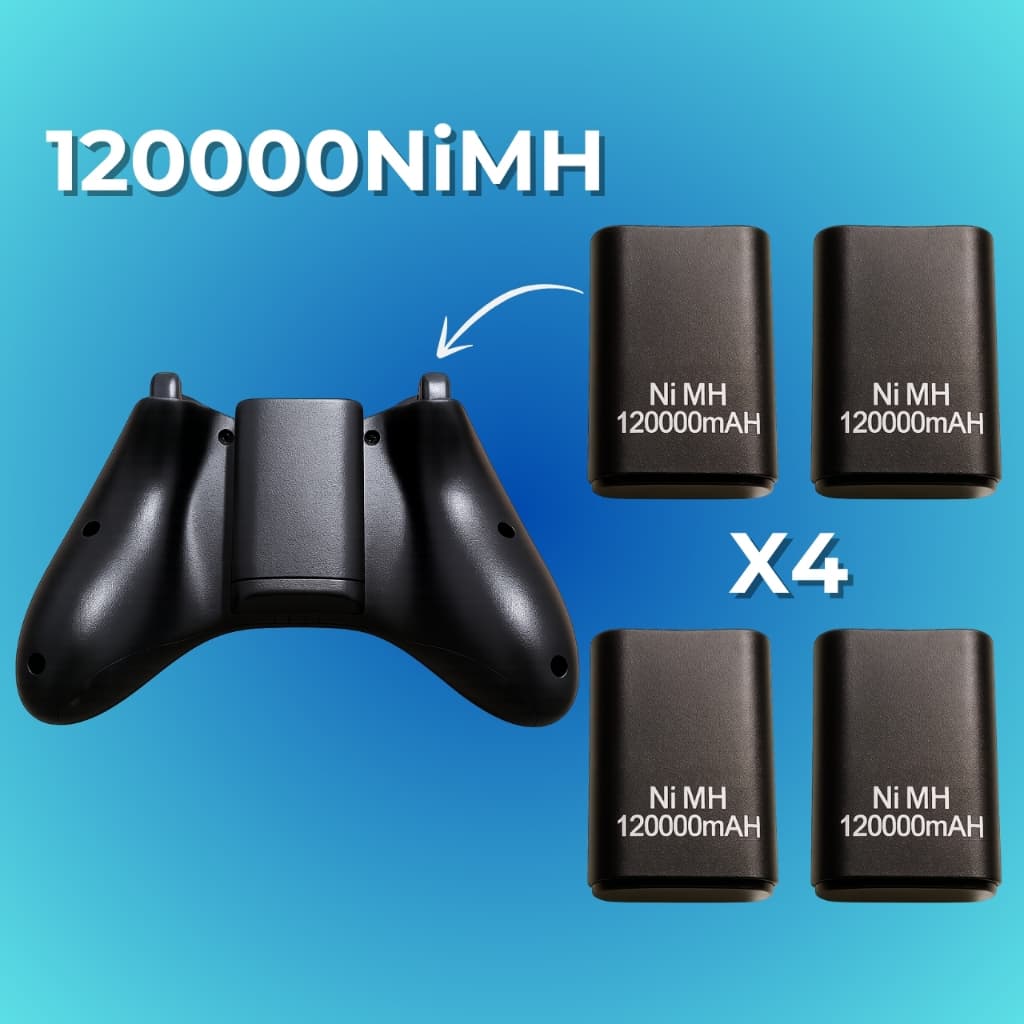 Kit 4 Bateria P/Xbox 360 Controle Bateria para controle 120000mAH 35 horas de duração Powerbank