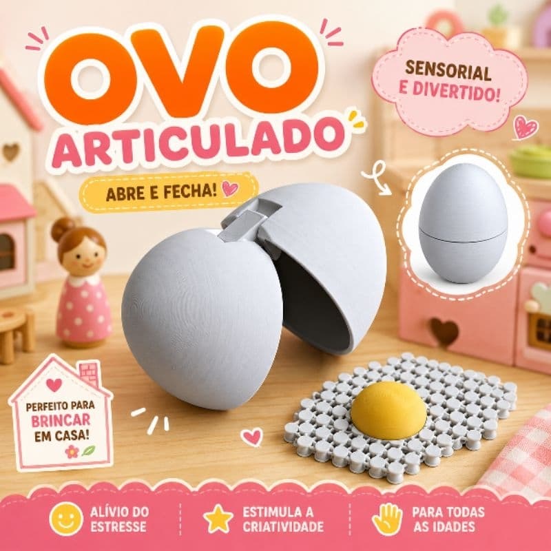 Ovo Articulado Sensorial com Clara e Gema | Comidinha de Casinha de brinquedo Infantil | Fidget